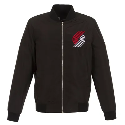 Portland Trail Blazers JH Design Lightweight Nylon Full-Zip Bomber Jacket - Black