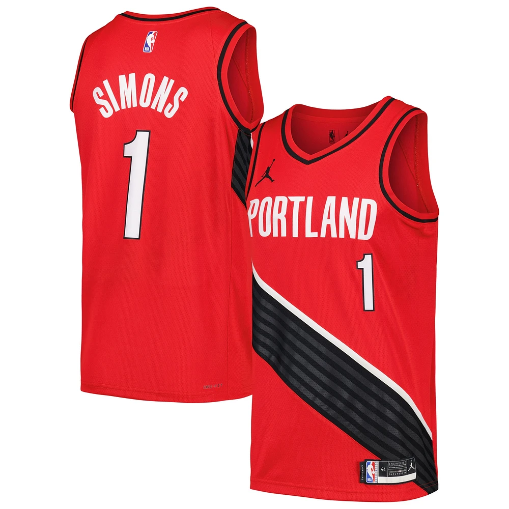 Maillot de joueur Nike Anfernee Simons rouge Portland Trail Blazers Swingman pour homme - Édition Statement