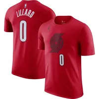 T-shirt avec nom et numéro pour homme Jordan Brand Damian Lillard Rouge Portland Trail Blazers 2022/23 Statement Edition