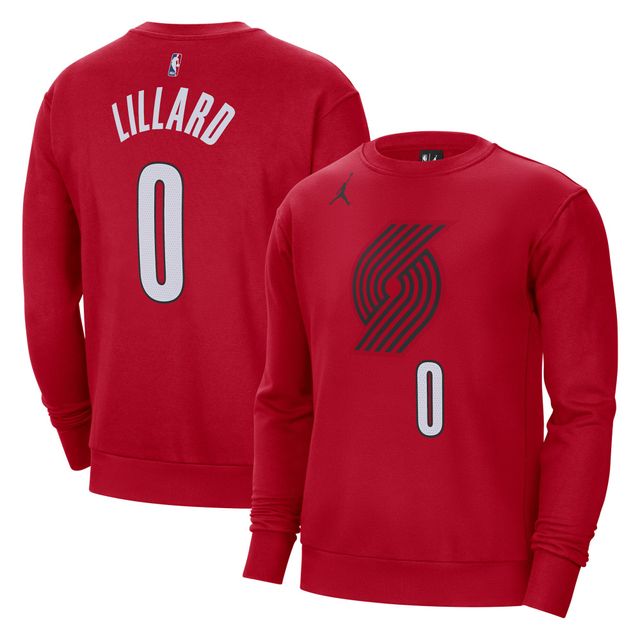 Sweat-shirt Jordan Brand Damian Lillard rouge pour homme Portland Trail Blazers avec nom et numéro