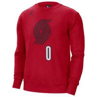 Men's Jordan Brand Damian Lillard Red Portland Trail Blazers Statement Name & Number Pullover Sweatshirt