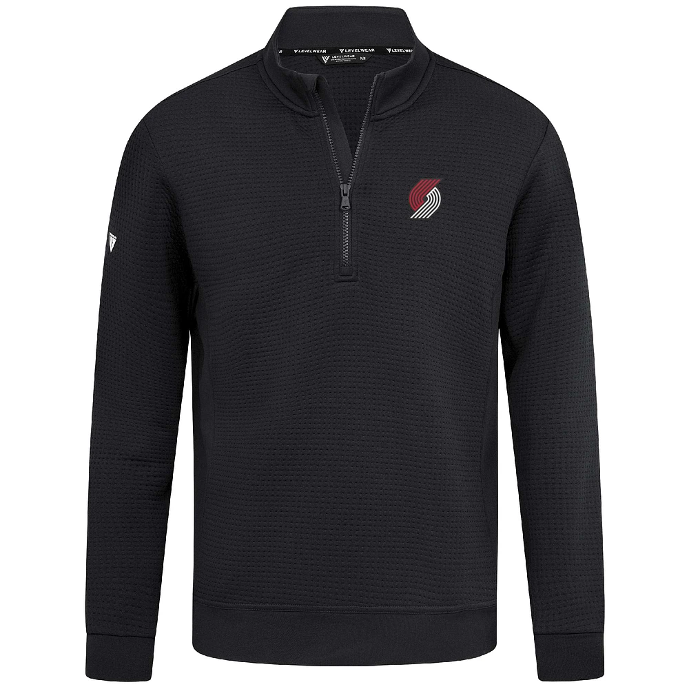 Men's Levelwear  Black Portland Trail Blazers Accolade Cushion Quarter-Zip Pullover