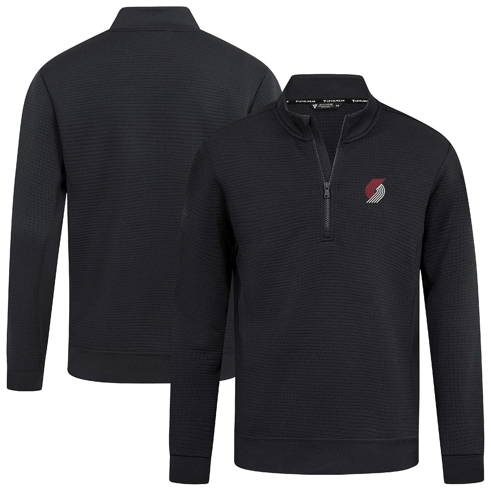Men's Levelwear Black Portland Trail Blazers Accolade Cushion Quarter-Zip Pullover