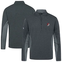 Men's Levelwear Heather Black Portland Trail Blazers Waffle Insignia 2.0 Quarter-Zip Top