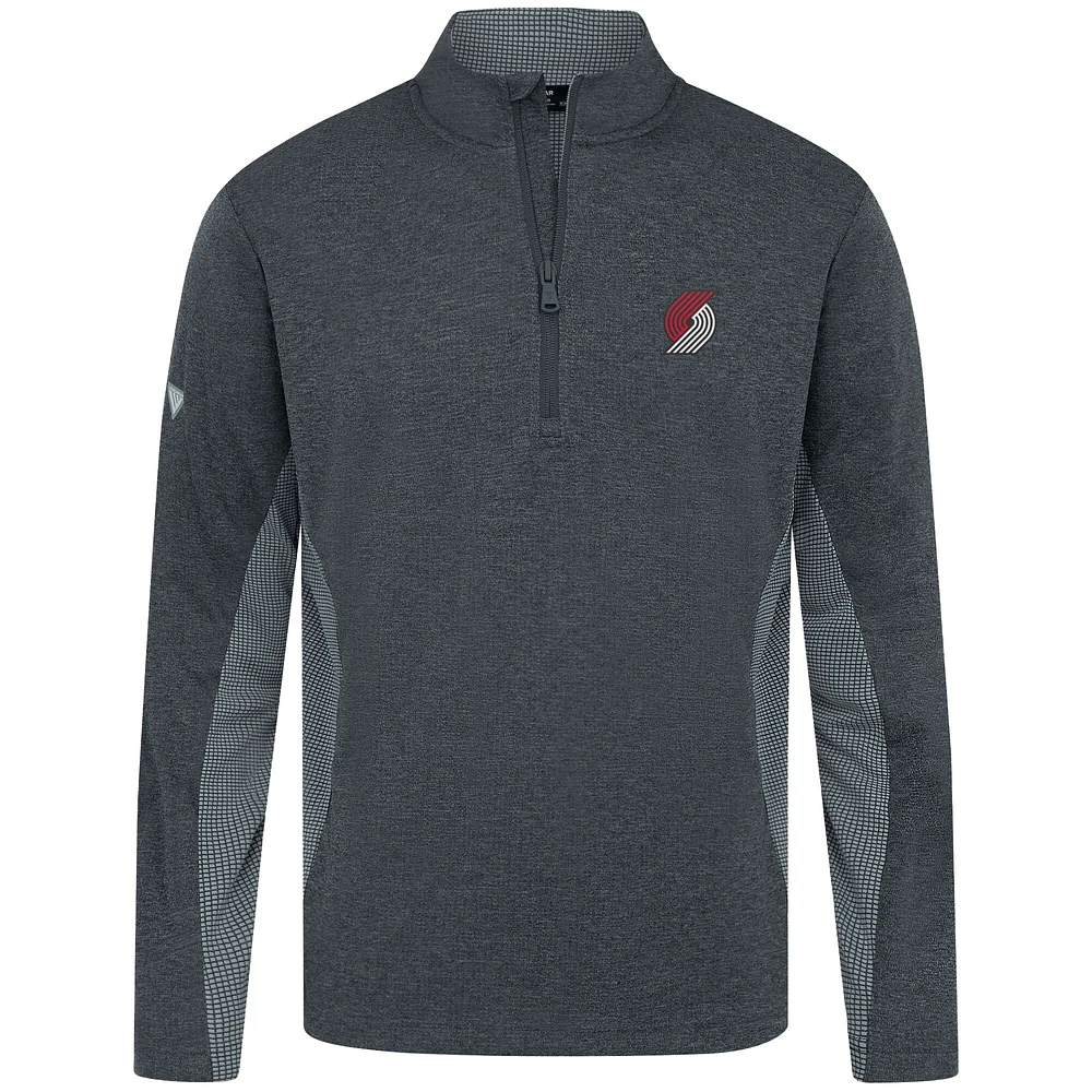 Men's Levelwear Heather Black Portland Trail Blazers Waffle Insignia 2.0 Quarter-Zip Top