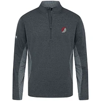 Men's Levelwear Heather Black Portland Trail Blazers Waffle Insignia 2.0 Quarter-Zip Top