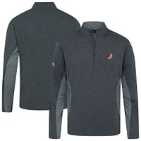 Men's Levelwear Heather Black Portland Trail Blazers Waffle Insignia 2.0 Quarter-Zip Top