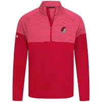 Men's Levelwear Red Portland Trail Blazers Classic Stripes Quarter-Zip Top