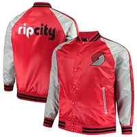 Majestic Red Portland Trail Blazers Big & Tall Veste légère en satin à boutons-pression pour hommes