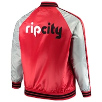 Majestic Red Portland Trail Blazers Big & Tall Veste légère en satin à boutons-pression pour hommes