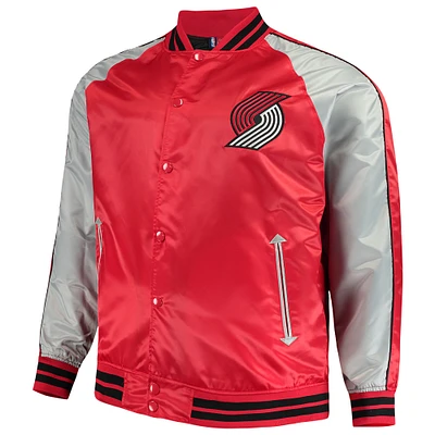 Majestic Red Portland Trail Blazers Big & Tall Veste légère en satin à boutons-pression pour hommes