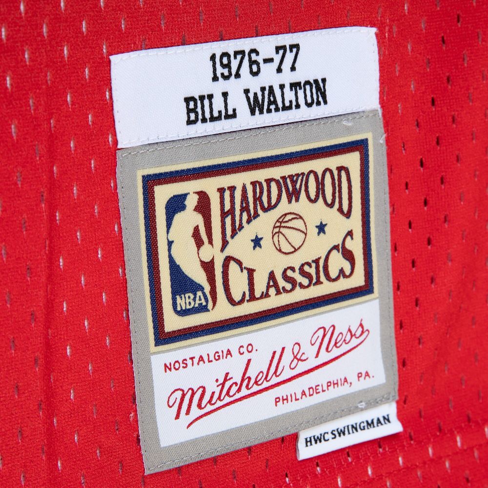 Men's Mitchell & Ness Bill Walton Red/Black Portland Trail Blazers 1976/77 Hardwood Classics Fadeaway Swingman Player Jersey