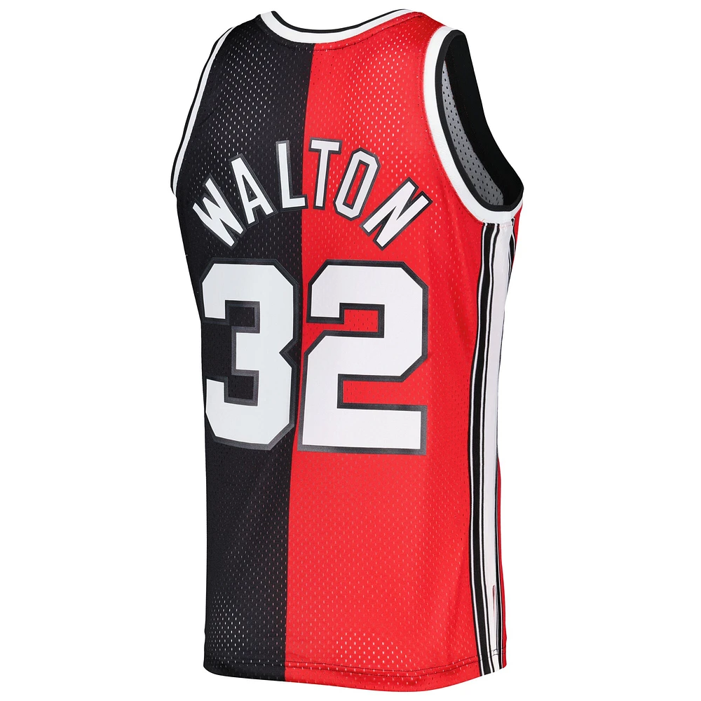 Men's Mitchell & Ness Bill Walton Red/Black Portland Trail Blazers Hardwood Classics 1976/77 Split Swingman Jersey