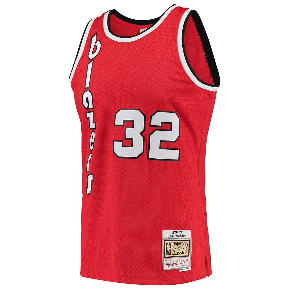 Men's Mitchell & Ness Bill Walton Red Portland Trail Blazers 1976/77 Hardwood Classics Swingman Jersey