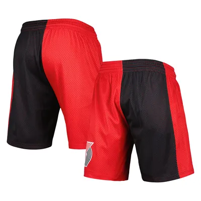 Men's Mitchell & Ness Red/Black Chicago Bulls Big Tall Hardwood Classics Split Swingman Shorts