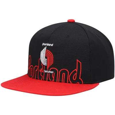 Portland Trail Blazers Mitchell & Ness Hardwood Classics Low Big Face Snapback Hat - Black/Red