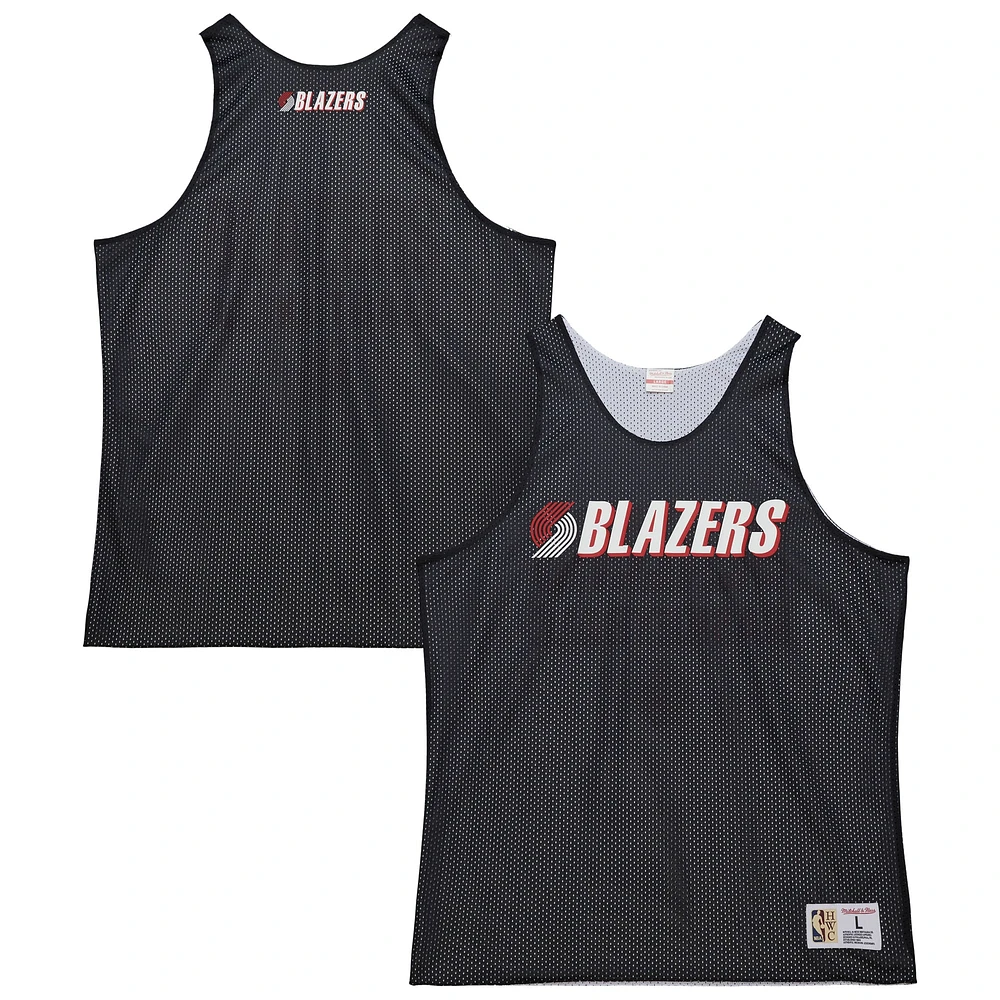 Maillot d'entraînement réversible en maille noir/blanc pour homme Mitchell & Ness Portland Trail Blazers Hardwood Classics