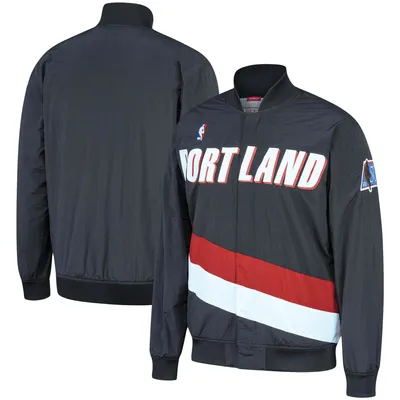 Portland Trail Blazers Mitchell & Ness Hardwood Classics Authentic Warm-Up Full-Snap Jacket - Black