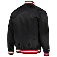 Veste noire à bouton-pression Portland Trail Blazers Mitchell & Ness pour hommes Hardwood Classics Throwback Wordmark Raglan