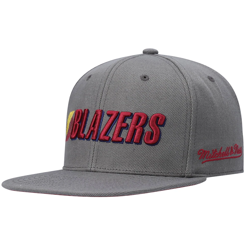 Casquette ajustée pour homme Mitchell & Ness Charcoal Portland Trail Blazers Hardwood Classics NBA 50th Anniversary Carbon Cabernet