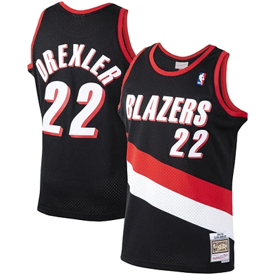 Maillot Swingman Mitchell & Ness Clyde Drexler Portland Trail Blazers noir 1991/92 pour hommes