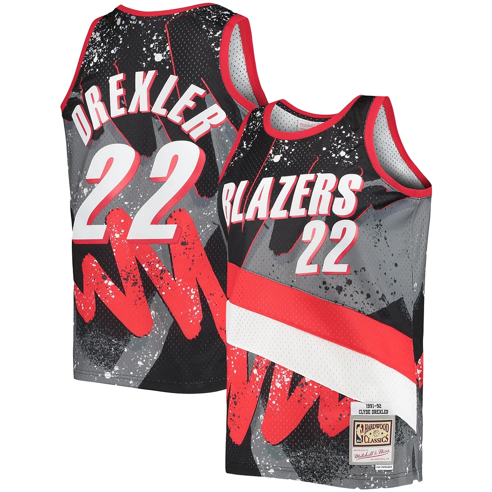 Mitchell & Ness Clyde Drexler noir Portland Trail Blazers Hardwood Classics 1991/92 Hyper Hoops Swingman maillot