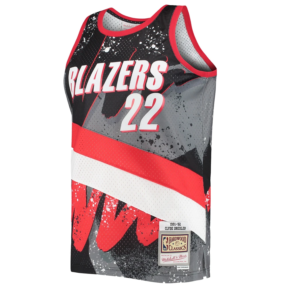 Mitchell & Ness Clyde Drexler noir Portland Trail Blazers Hardwood Classics 1991/92 Hyper Hoops Swingman maillot