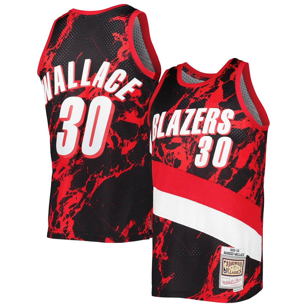 Maillot Homme Mitchell & Ness Rasheed Wallace Noir Portland Trail Blazers 1999/00 Hardwood Classics Marble Swingman