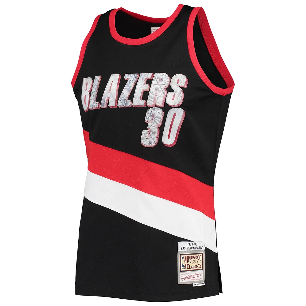 Men's Mitchell & Ness Rasheed Wallace Black Portland Trail Blazers 1999/00 Hardwood Classics NBA 75th Anniversary Diamond Swingman Jersey