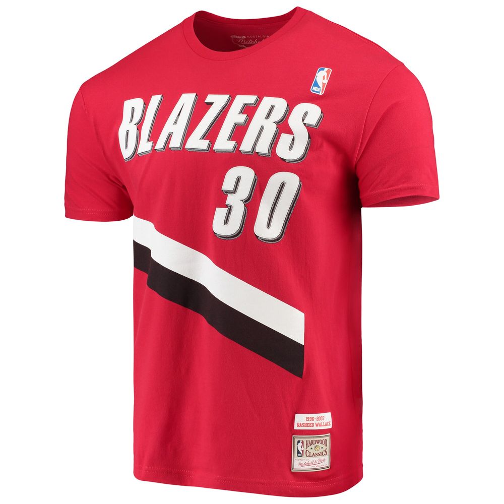 Men's Mitchell & Ness Rasheed Wallace Red Portland Trail Blazers Hardwood Classics Player Name Number T-Shirt