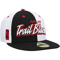 Casquette ajustée 59FIFTY Portland Trail Blazers Script Pinwheel New Era pour homme, noir/blanc