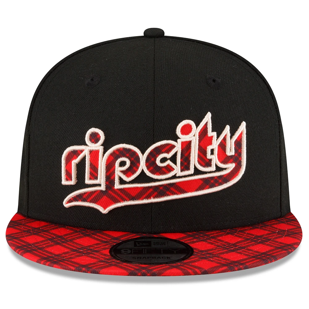 Casquette réglable OTC 9FIFTY Snapback New Era noire Portland Trail Blazers 2023/24 City Edition pour homme