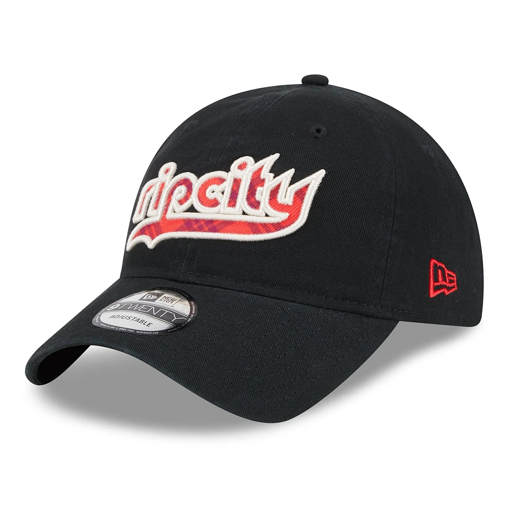 Casquette ajustable 9TWENTY New Era pour hommes, noire, Portland Trail Blazers 2023/24 City Edition