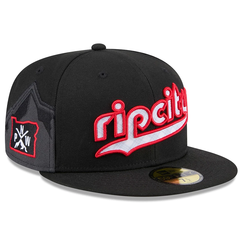 Casquette ajustée 59FIFTY City Edition 2024/25 Portland Trail Blazers noire New Era pour homme