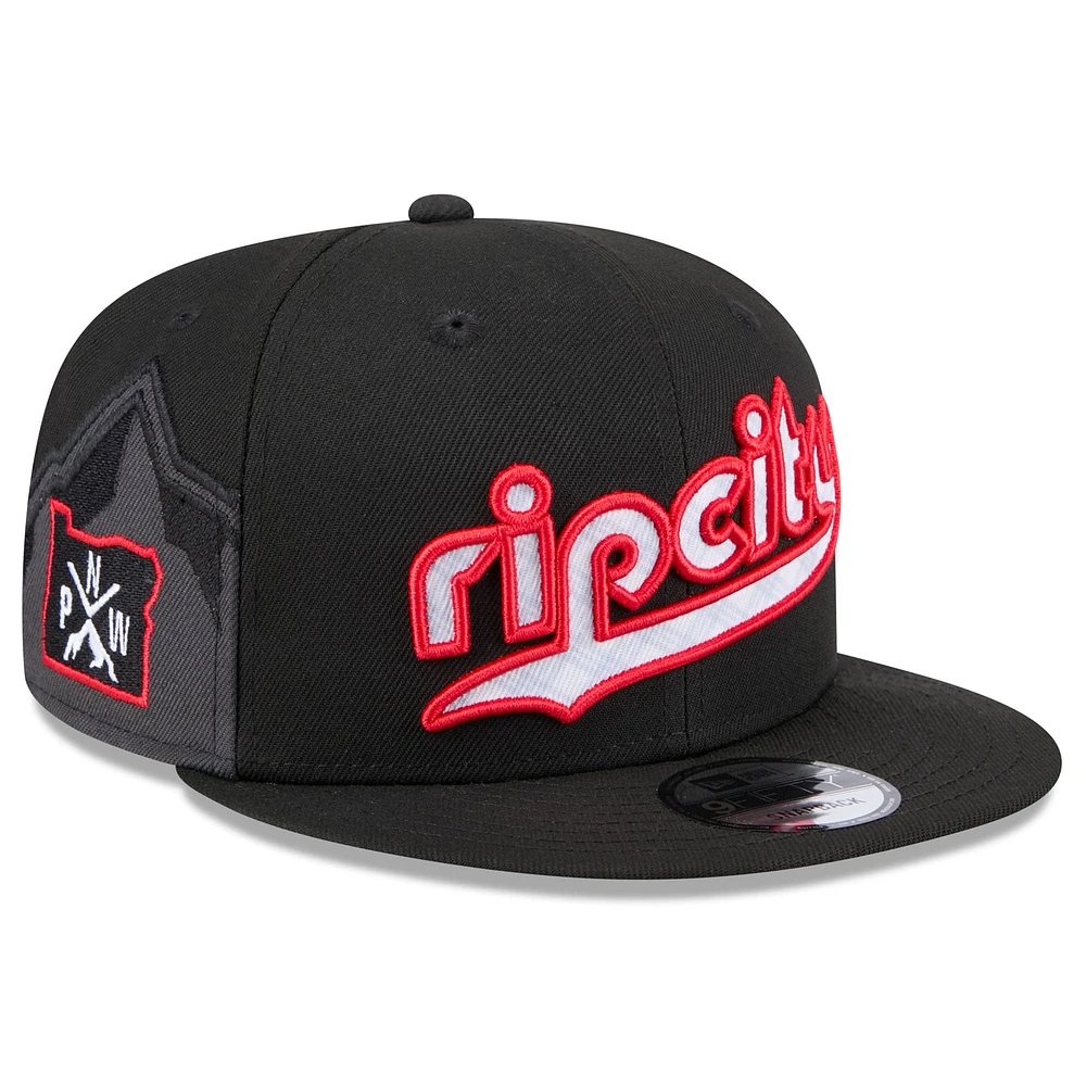 Casquette snapback 9FIFTY City Edition 2024/25 Portland Trail Blazers noire New Era pour homme