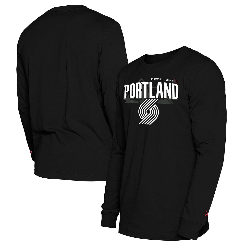 T-shirt à manches longues Portland Trail Blazers City Edition 2024/25 noir New Era pour homme