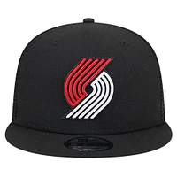 Men's New Era Black Portland Trail Blazers Meshback 9FIFTY Snapback Hat