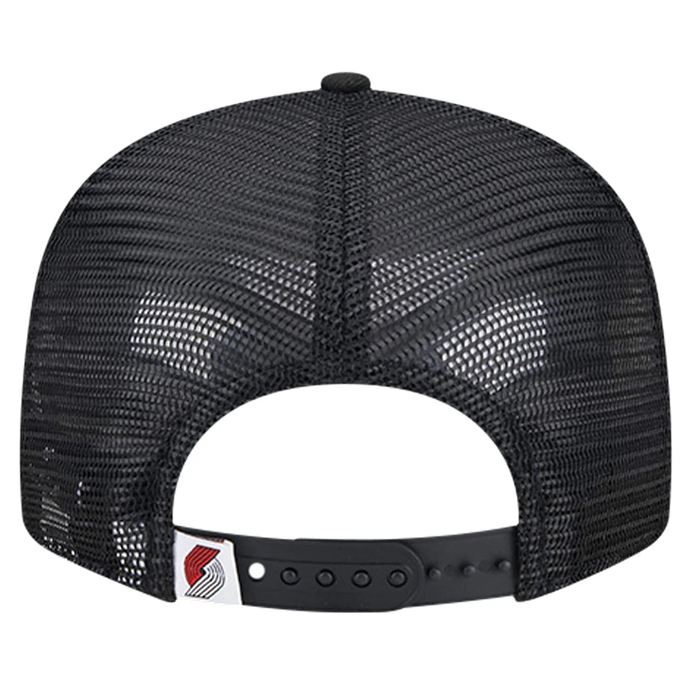Men's New Era Black Portland Trail Blazers Meshback 9FIFTY Snapback Hat