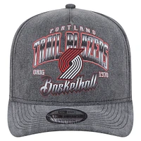 Men's New Era  Charcoal Portland Trail Blazers Throwback Washed Pre-Curved 9FIFTY Snapback Hat