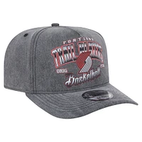 Men's New Era  Charcoal Portland Trail Blazers Throwback Washed Pre-Curved 9FIFTY Snapback Hat