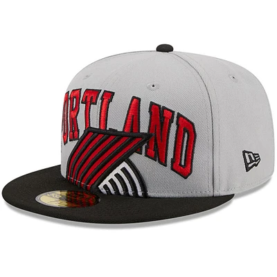 Casquette ajustée 59FIFTY bicolore Tip-Off New Era pour hommes, gris/noir Portland Trail Blazers