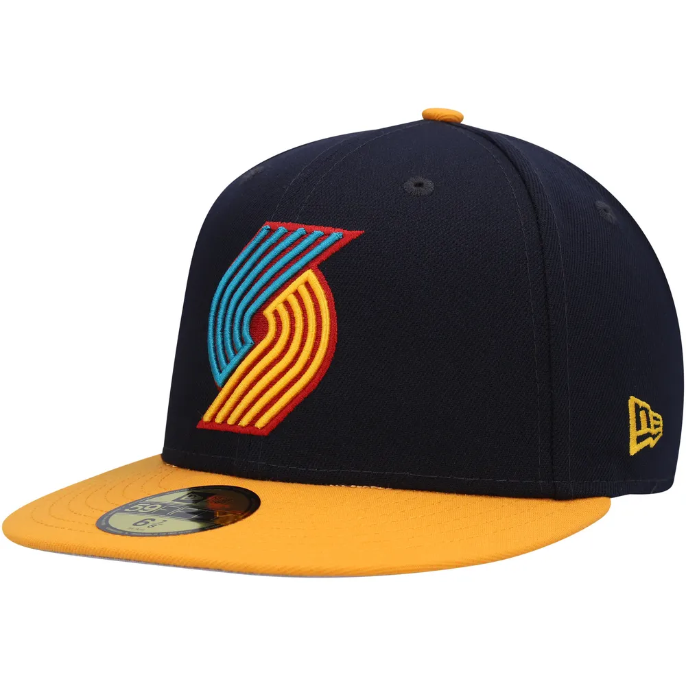 Men's New Era Navy/Gold Portland Trail Blazers Midnight 59FIFTY Fitted Hat