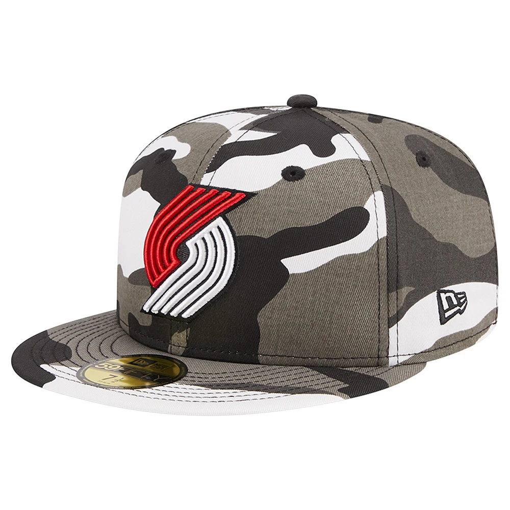 Men's New Era Portland Trail Blazers Snow Camo 59FIFTY Fitted Hat