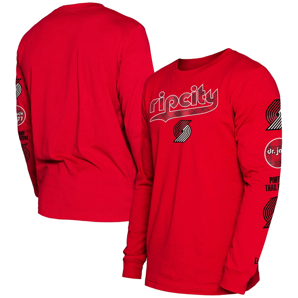 Men's New Era Red Portland Trail Blazers 2023/24 City Edition Long Sleeve T-Shirt