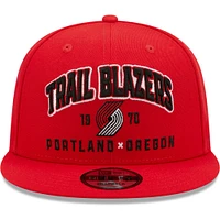 Blazers Stacked 9FIFTY Portland Trail New Era rouges pour homme - Casquette à bouton-pression