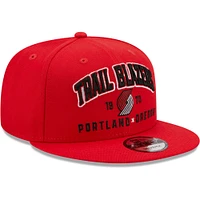 Blazers Stacked 9FIFTY Portland Trail New Era rouges pour homme - Casquette à bouton-pression