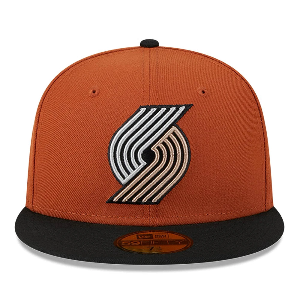 Men's New Era Rust/Black Portland Trail Blazers Two-Tone 59FIFTY Fitted Hat