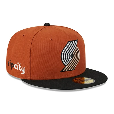 Casquette ajustée bicolore 59FIFTY Portland Trail Blazers New Era pour hommes, rouille/noir