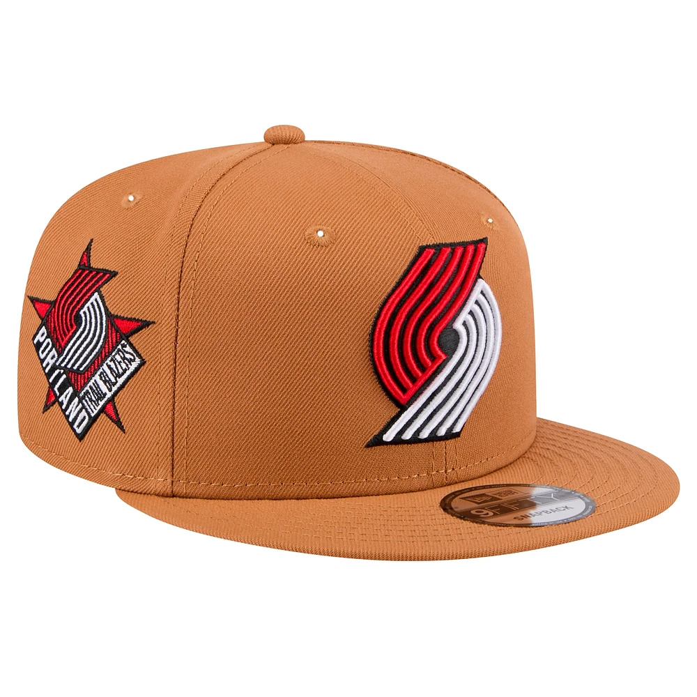 Casquette snapback 9FIFTY Portland Trail Blazers de New Era pour homme, couleur tan