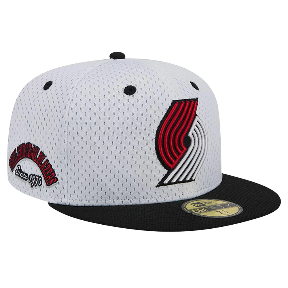 Casquette ajustée 59FIFTY Throwback 2Tone Portland Trail Blazers New Era blanc/noir pour hommes